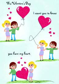Couple with heart balloon- Valentine's General greeting card. 3. Retail: $3.99. Inside: I cherish every minute that I spend with you... V06684