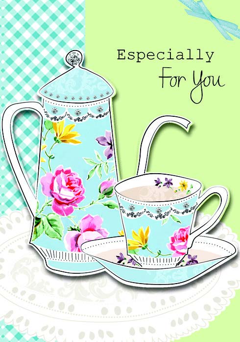 Tea set Birthday card from the Splendid Collection. Retail $4.49. . Inside: Have a fabulous birthday. 6021