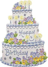 Festive purple floral birthday cake! Embossed, die cut general birthday greeting card from Carol Wilson Fine Arts Inside: You take the cake! Retail: $4.99. CRG1354