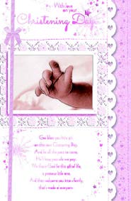 Baby hand- Christening Girl greeting card.
Retail: $4.49. 6. Inside: Sending you wishes of love and light on this special day... 5759