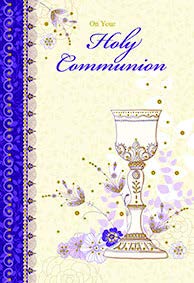 Holy- General communion greeting card. Retail: $2.99. Unit pack: 6. Inside: Special wishes on your Communion day with a sincere prayer...