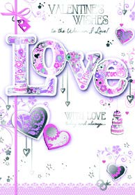 Pink love- Woman I love- Valentine's greeting card. 3. Retail: $4.99. Inside: Wishing you a truly beautiful day... V06702
