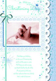 Little hand- Christening Boy greeting card. Retail: $4.49. 6. Inside: Sending you wishes of love and light on this special day... 5760