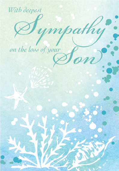 Shells and coral-Sympathy loss of son greeting card. Retail: $3.99. 6. Inside: Some of the strongest people in this world are that of grieving parents... 8097