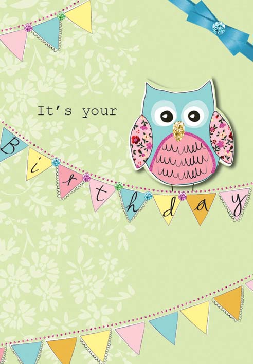 Owl Birthday card from the Splendid Collection. Retail $4.49. . Inside: Have a brilliant birthday. 6016