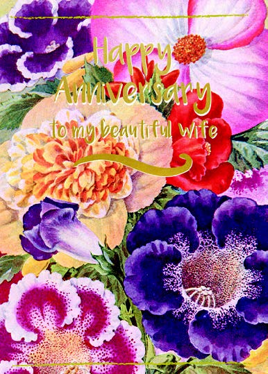 Wife Anniversary card
Retail: $3.49 
Inside: Loving you is a beautiful way... 7673