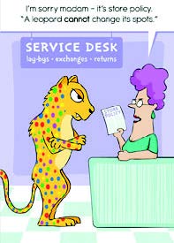 Humor Female Birthday- Leopard spots. Retail $2.99 . Inside: And you can't change getting older, either. Have a happy birthday. 6098