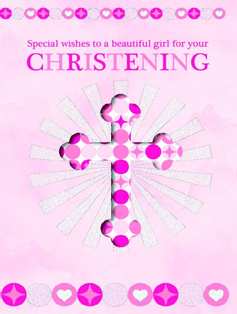 Pink cross- Christening Girl greeting card.
Retail: 3.99. Unit pack: 6. Inside: May your precious life be filled with blessings...