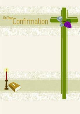 Cross on paisley- General confirmation greeting card. Retail: $2.99. 6. Inside: May God in your heart be a living presence... 5601