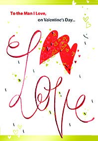 Red and gold hearts- Man I love- Valentine's greeting card. Unit Quantity: 3. Retail: $3.99. Inside: Everyday I love you more and more...