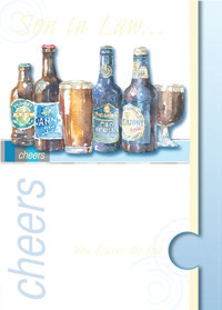 Beers- Son-in-law family birthday card. Retail $3.49. Unit Quantity 6. Inside: .For the happiness you have given our daughter, for the joy you bring us...