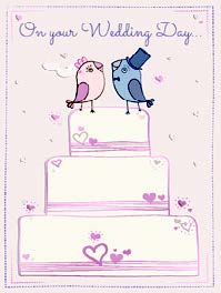 Wedding greeting card
Retail: $3.49 Unit pack 6
Inside: Wonderful wishes are sent to the two love birds...