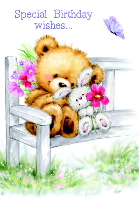 Bear on bench Birthday card from the Boo Bears Collection. Retail $2.99. . Inside: To you on your special day! Happy Birthday. 6082