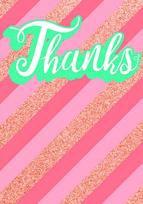 Thank you card from the Glitz collection. Retail $3.99. Unit Quantity 6. Inside: Blank