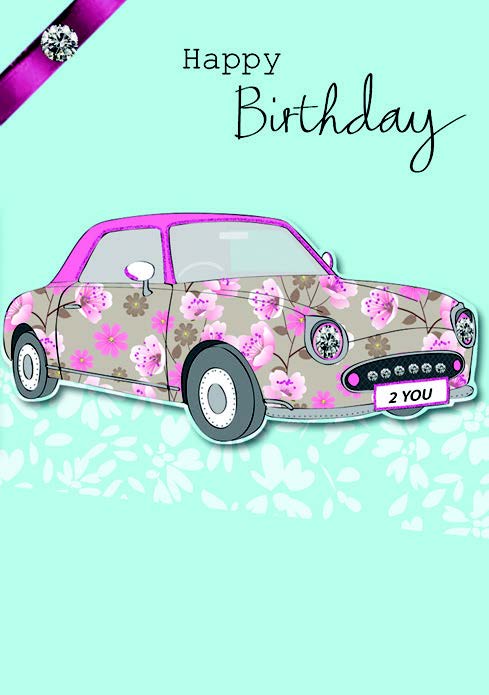 Pink car Birthday card from the Splendid Collection. Retail $4.49. . Inside: Hope it's filled with special surprises. 6017