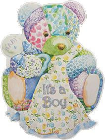 Blue shaped bear new boy baby greeting card from Carol Wilson Fine Arts Inside: Congratulations to you! Retail: $4.25 CRG1360