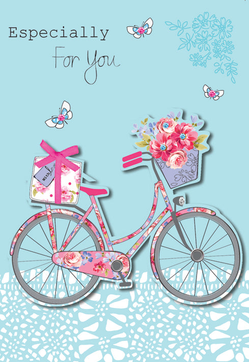 Bicycle Birthday card from the Splendid Collection. Retail $4.49. . Inside: Have a fabulous birthday. 6020