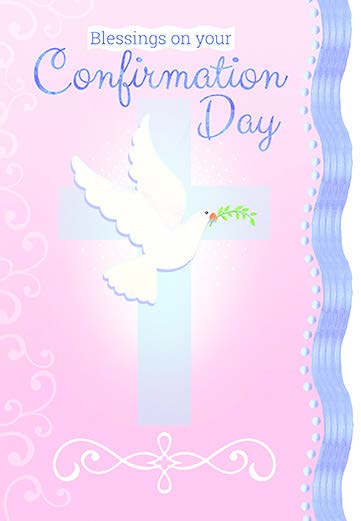 Dove and cross- Girl confirmation greeting card. Retail: $2.99. 6. Inside: With warmest wishes to a special young lady... 8080