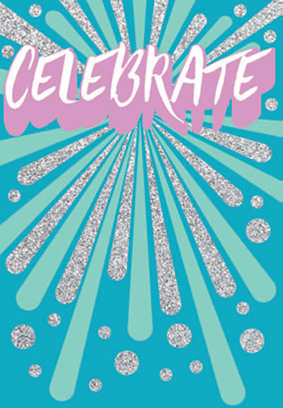 Celebrate card from the Glitz collection. Retail $3.99. Unit Quantity 6. Inside: Blank