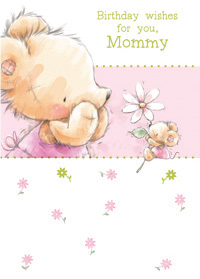 Little bear with daisies- Mother family birthday card. Retail $2.59. . Inside: Sending you lots of love and hugs to someone very special... 5198