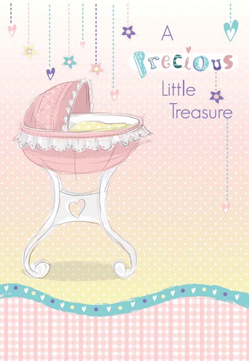 PINK CRIB - BABY GIRL
Retail: $2.59 
Inside: Congratulations on your new baby girl. 4794