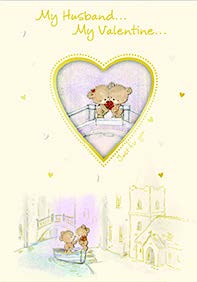 Bears on bridge-Husband- Valentine's greeting card. Unit Quantity: 3. Retail: $4.49. Inside: Happiness is sharing each day...