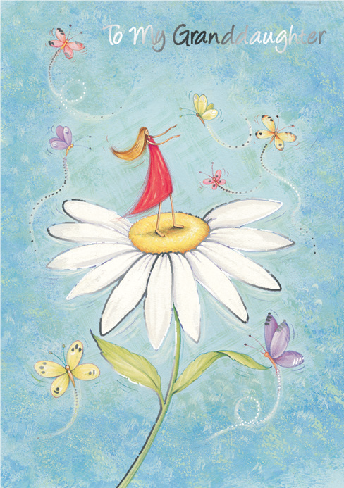 White daisy- Granddaughter family birthday card. Retail $3.49. . Inside: May your birthday be as bright and wonderful as you... 5202